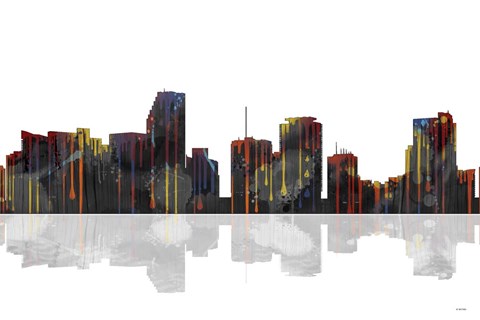 Framed Miami Florida Skyline BW 1 Print
