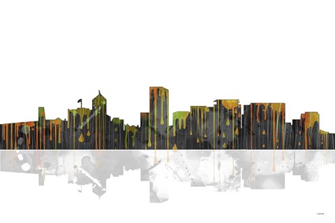 Framed Portland Oregon Skyline BW 1 Print