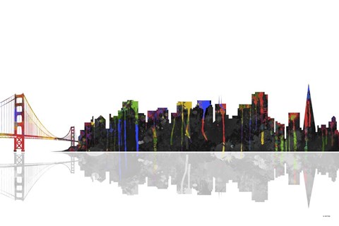 Framed San Francisco California Skyline BW 1 Print