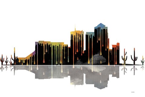 Framed Tucson Arizona Skyline BW 1 Print