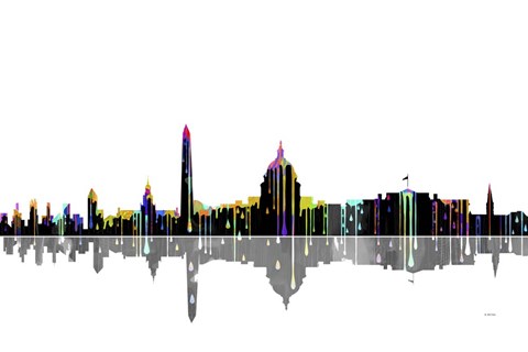 Framed Washington DC Skyline BW 2 Print