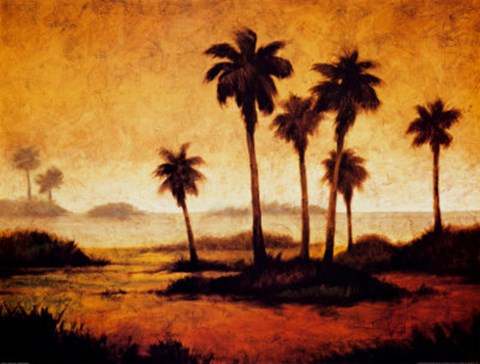 Framed Sunset Palms I Print