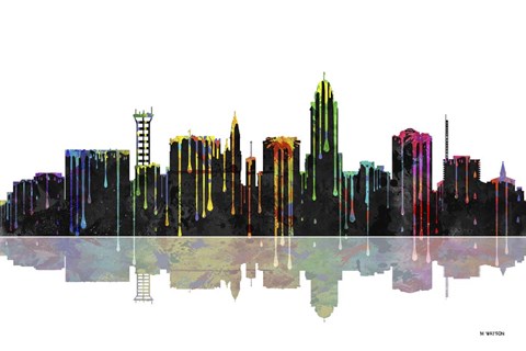 Framed Lincoln Nebraska Skyline BW 1 Print