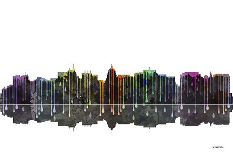 Framed Madison Wisconsin Skyline BW 1 Print