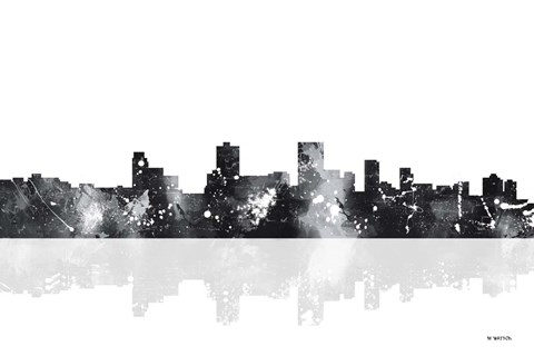 Framed Anchorage Alaska Skyline BG 1 Print