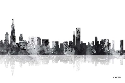 Framed Chicago Illinois Skyline BG 1 Print