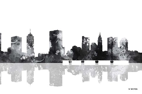 Framed Columbus Ohio Skyline BG 1 Print