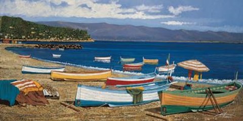 Framed Barche Sulla Battigia Print