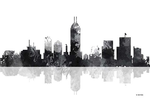 Framed Indianapolis Indiana Skyline BG 1 Print