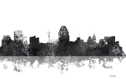 Framed San Antonio Texas Skyline BG 1 Print