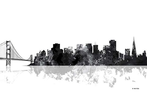 Framed San Francisco California Skyline BG 1 Print