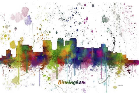 Framed Birmingham Alabama Skyline Multi Colored 1 Print