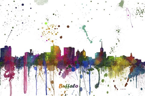 Framed Buffalo New York Skyline Multi Colored 1 Print