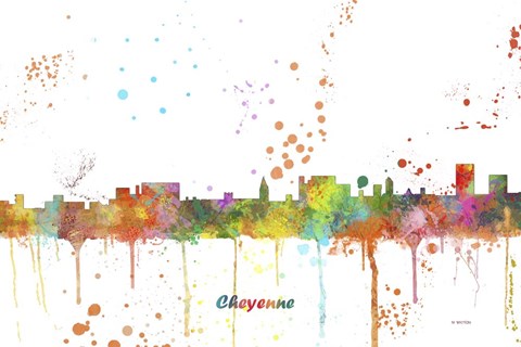 Framed Cheyenne Wyoming Skyline Print