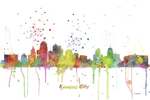 Framed Kansas City Missouri Skyline Multi Colored 1 Print