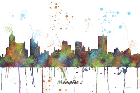 Framed Memphis Tennessee Skyline Multi Colored 1 Print