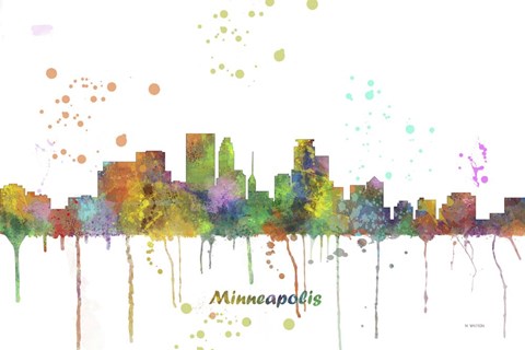 Framed Minneapolis Minnesota Skyline Multi Colored 1 Print