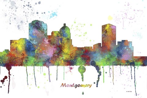 Framed Montgomery Alabama Skyline Multi Colored 1 Print