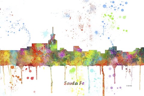 Framed Santa Fe New Mexico Skyline Multi Colored 1 Print
