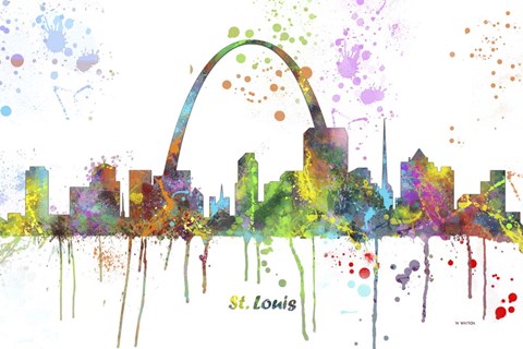 Framed St Louis Missouri Skyline Multi Colored 1 Print