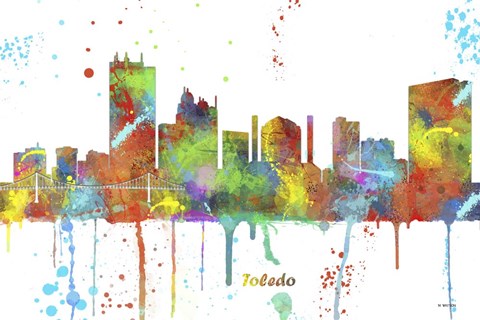 Framed Toledo Ohio Skyline Multi Colored 1 Print