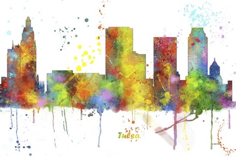 Framed Tulsa Oklahoma Skyline Multi Colored 1 Print