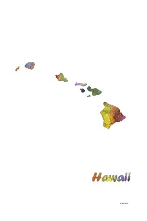 Framed Hawaii State Map 1 Print