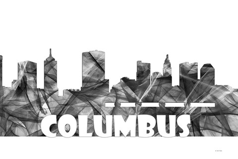 Framed Columbus Ohio Skyline BG 2 Print