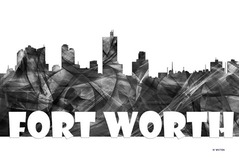 Framed Fort Worth Texas Skyline BG 2 Print