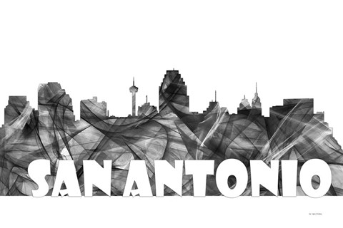 Framed San Antonio Texas Skyline BG 2 Print