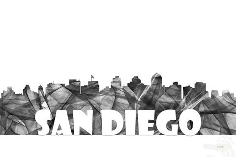 Framed San Diego California Skyline BG 2 Print