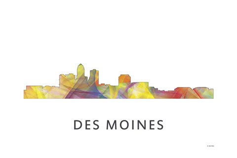 Framed Des Moines Iowa Skyline Print