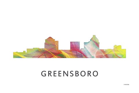 Framed Greensboro North Carolina Skyline Print