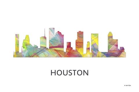 Framed Houston Texas Skyline Print