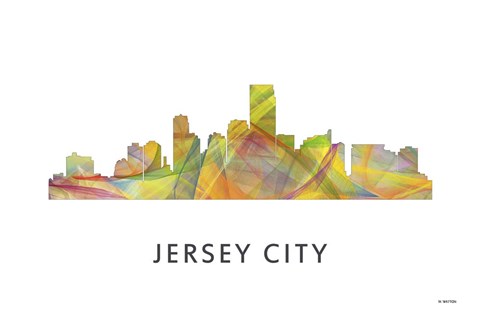Framed Jersey City New Jersey Skyline Print