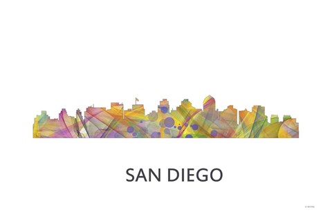 Framed San Diego California Skyline Print