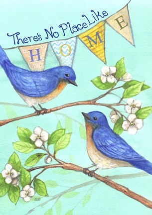 Framed Home Blue Birds Print