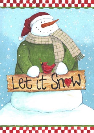 Framed Let It Snow Checked Border Print