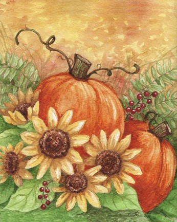 Framed Sunflowers Autumn Print