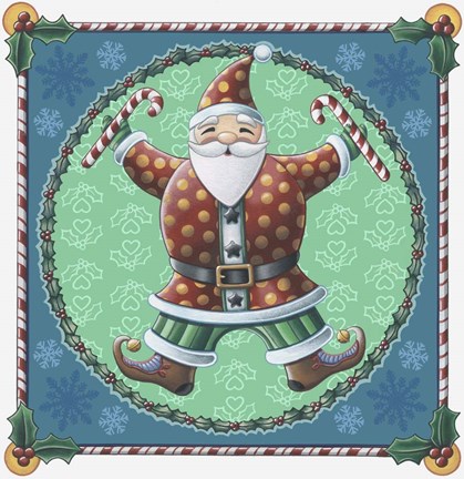 Framed Santa &amp; Snowflakes Print