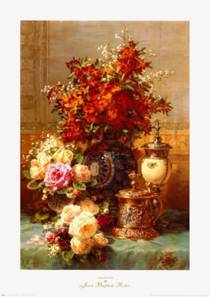 Framed baptiste Robie - Fleurs Sur une Table Print