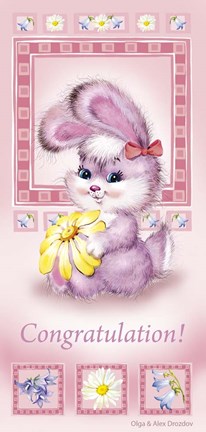 Framed Hare with a Flower Print