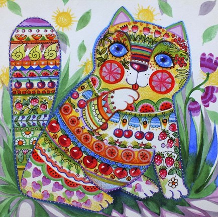 Framed Deco Cat Print