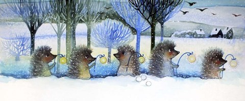 Framed Winter Hedgehogs Print