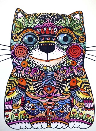 Framed Colorful Happy Cat Print
