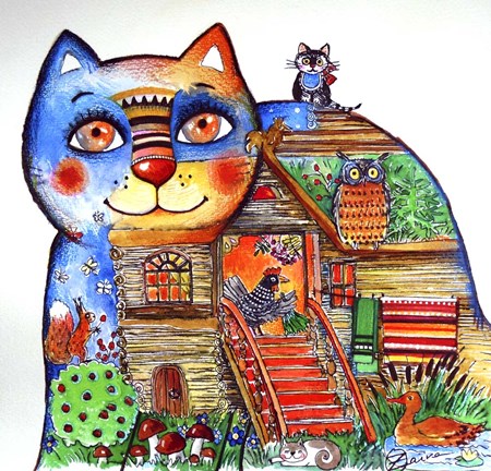 Framed Russian Tale Cat Print