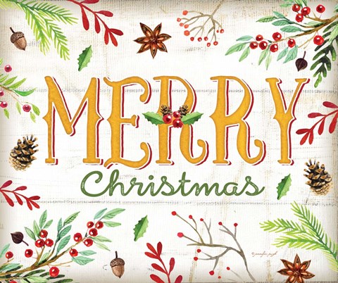 Framed Merry Christmas - Mistletoe Print