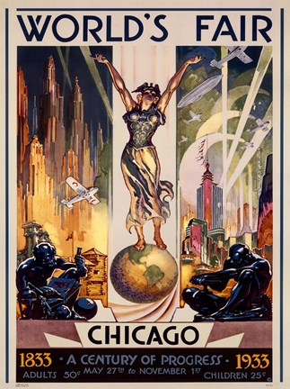 Framed Chicago World&#39;s Fair 1933 Print