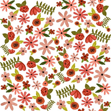 Framed Painted Flowers Print