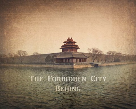 Framed Vintage The Forbidden City in Beijing, China, Asia Print